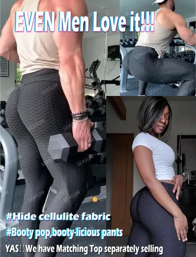 Vista 4 de SEASUM - Pantalones de yoga de cintura alta para mujer, con control de abdomen y realce de glúteos, leggings favorecedores para entrenar y correr