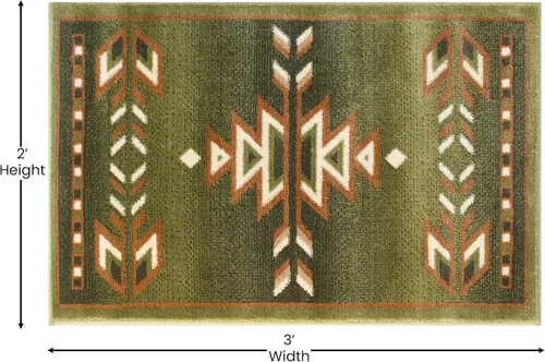 Vista 2 de Masada Masada Rugs Southwest - Alfombra nativa americana de 2 x 3 pies, color verde