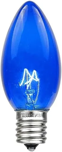 Vista 6 de Novelty Lights Paquete de 5 bombillas de repuesto C7 para exteriores, transparentes E12 Candelabra Base, 5 Watt, Transparent Incandescent Lamps