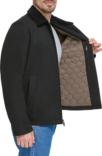 Vista 7 de Dockers Chaqueta de mezcla de lana con parte inferior abierta para hombre con babero acolchado