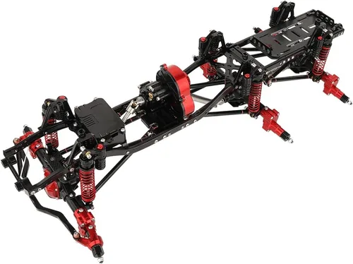 Vista 10 de Juego de marcos de chasis de 17.717 in de distancia entre ejes de 6 x 6 con transmisión frontal, medio trasero, eje completo para 1/10 RC Crawler