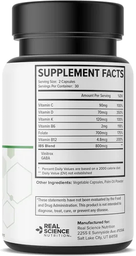 Vista 2 de Real Science Bowel Miracle - Suplemento de apoyo intestinal para comodidad digestiva y bienestar intestinal, con Vinitrox, GABA y vitaminas
