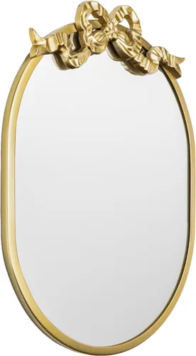 Vista 5 de SANY DAYO HOME Espejo ovalado con marco de metal dorado de 16 x 12 pulgadas para colgar en la pared, con lazo decorativo, moderno espejo de cristal
