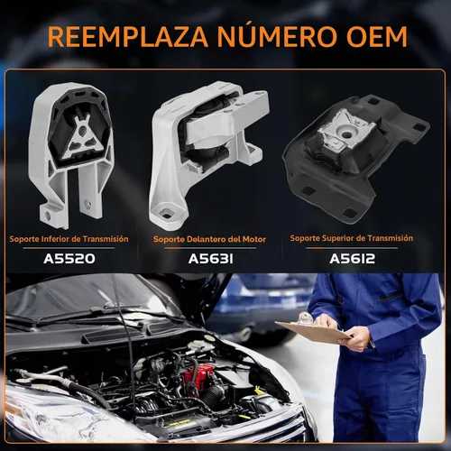 Vista 3 de Juego de 3 piezas de motor y montaje de transmisión compatible con Ford Escape 2013 2014 2015 2016, Transit Connect 2014-2021 2.0L 2.5L Motor