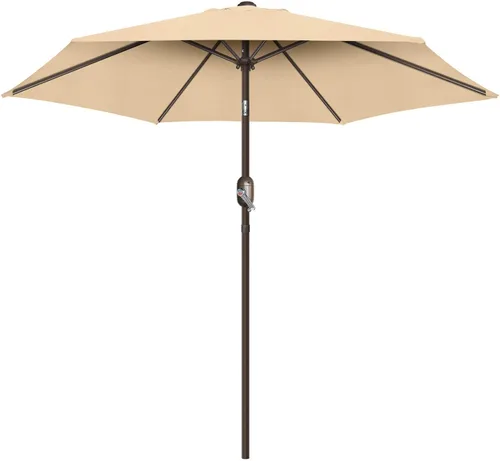 Vista 13 de Sombrilla de patio de 7.5 pies/9 pies, sombrilla de piscina con protección UV con poste resistente, sombrilla para exteriores con botón