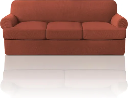 Vista 33 de PrinceDeco Fundas elásticas para sillón de 2 piezas, fundas de sofá para sillas con cojines en forma de T, fundas suaves para muebles con 1 funda