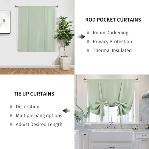 Vista 3 de DWCN Cortinas Opacas - Persiana Enrollable con Lazos para Ventana, Aislamiento Térmico, Oscurecimiento de Habitación, Cortinas con Bolsillo