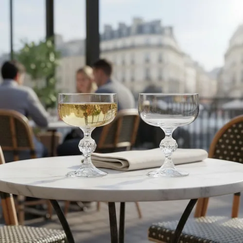 Vista 4 de HISTORY COMPANY City of Paris Crystal Champagne Cocktail Coupé - Inspirado en París de los años 20, juego de 2 piezas para champán y cócteles