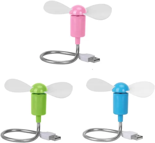Vista 2 de Mini ventilador de refrigeración móvil alimentado por USB, soplador de aire flexible de cuello de ganso para computadora de escritorio, computadora