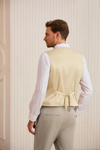 Vista 2 de GRACE KARIN Chaleco de traje para hombre, chaleco formal de negocios, chaleco con 3 bolsillos para traje o esmoquin