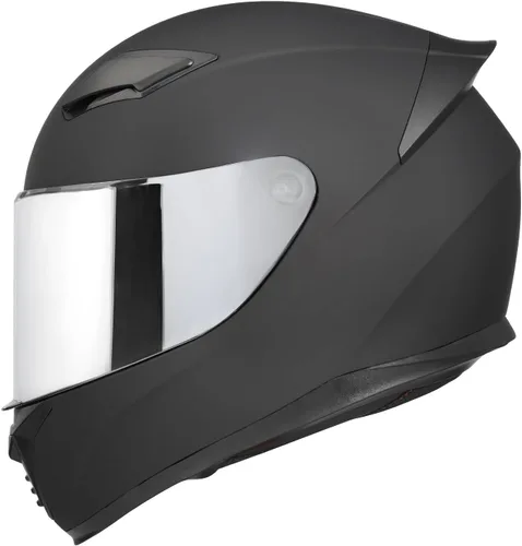 Vista 6 de Casco de motocicleta de cara completa WS-607 aprobado por DOT, casco de motocicleta de carreras de calle para adultos, visera plateada cromada