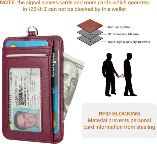 Vista 7 de Lavemi Slim RFID Blocking Card Holder Minimalist Leather Front Pocket Wallet for Women