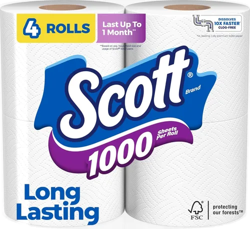 Vista 15 de Scott 1000 papel higiénico, 18 rollos, 1000 hojas por rollo