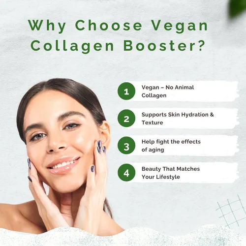 Vista 4 de Potenciador de colágeno a base de plantas, soporte vegano con vitamina C, aminoácidos y ácidos hialurónicos, 700 mg/porción, sin OMG, sin gluten