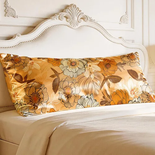 Vista 51 de EXQ Home - Funda de almohada de satén para cuidar el cabello y la piel, tamaño estándar, de seda con estampado negro, juego de 2 fundas con cierre