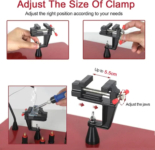 Vista 2 de Helping Hands - Estación magnética de tercer ayudante con 4 brazos magnéticos de soldadura, soporte para pistola de soldadura y base estable grande