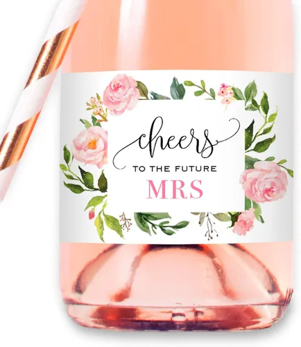 Vista 5 de Felicidades a la futura Sra. - Mini etiquetas para botellas de champán de despedida de soltera, etiquetas impermeables para botellas de vino mini