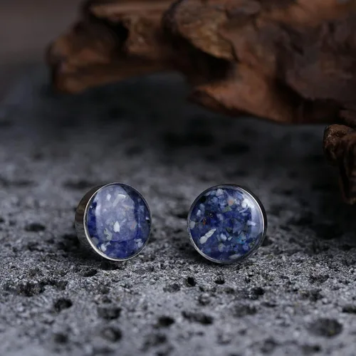 Vista 2 de Lauren-Spencer Aretes redondos de piedra preciosa para mujer, delicados aretes de piedra de malaquita y sodalita de color turquesa, hipoalergénicos