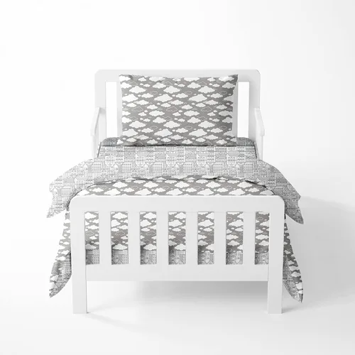 Vista 14 de Bacati Playful Foxs - Juego de ropa de cama neutra de 4 piezas, naranja/gris, 100% algodón, incluye edredón reversible, sábana bajera, sábana