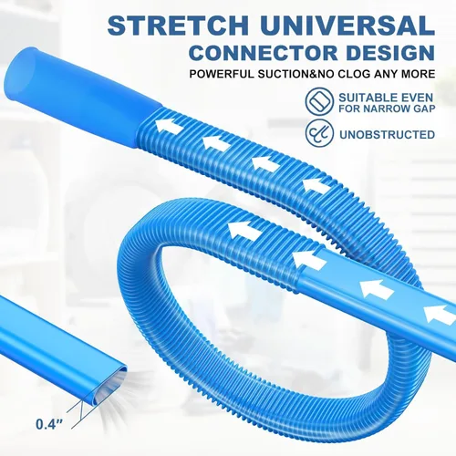 Vista 8 de Kit de Limpiador de Ventilación para Secadora PetOde, Accessorio Flexible para Aspiración de Pelusa Compatible con la Mayoría de Aspiradoras, Azul