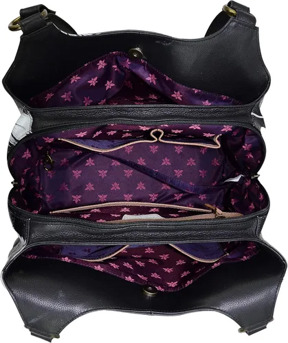 Vista 3 de Anuschka Hobo grande con triple compartimento de piel auténtica para mujer - Exterior pintado a mano
