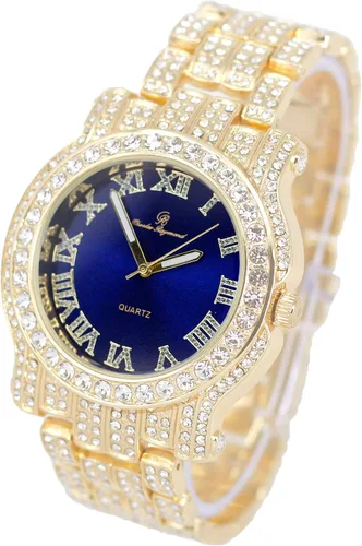 Vista 53 de Charles Raymond Bling-ed Out Ultimate Hip Hop Royalty Reloj para hombre con número romano de fácil lectura o indicadores de tiempo de diamantes