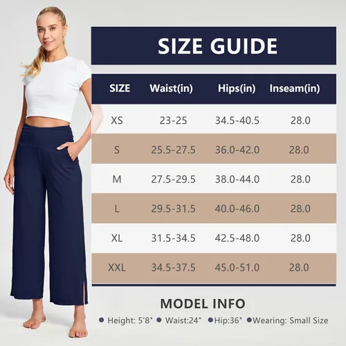 Vista 6 de HARTPOR Pantalones de yoga de pierna ancha para mujer, pantalones palazzo, pantalones casuales de cintura alta, pantalones de pijama cómodos