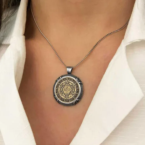 Vista 8 de Collar de sello rey Salomón, colgante de rey Salomón, sello de encanto de Salomón, amuleto personalizado, regalo para ella, colgante de talismán