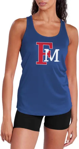 Vista 19 de Camiseta deportiva sin mangas oficial de NCAA Collegiate para mujer, con espalda cruzada, colección con logotipo primario