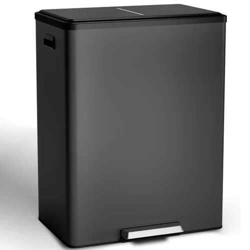 Vista 10 de GAOMON Cubo de Basura Dual Rectangular, Papelera de Acero Inoxidable con Tapa, 30 Litros (2 X 15 L), Papelera con Combinación de Reciclaje, Tapa
