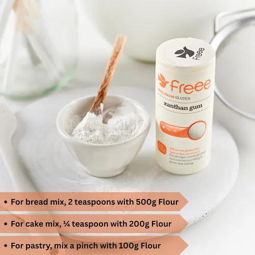 Vista 2 de freee Polvo de goma de xantano sin gluten, 3.53 onzas (3.53 oz) Espesante, aglutinante y estabilizador Para hornear, salsas, sopas, postres