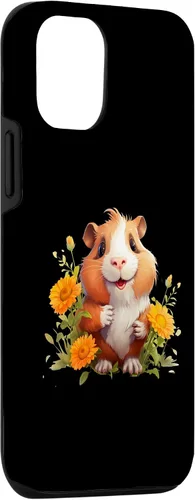 Vista 3 de iPhone 15 Guinea Pig with Flowers for a Guinea pig Lover Case