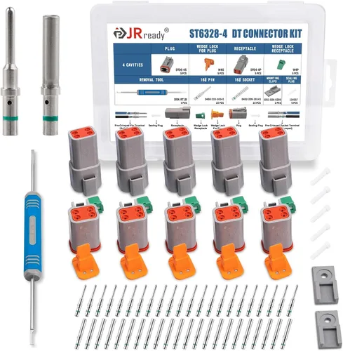Vista 15 de JRready Kit de conectores Deutsch de 2 pines con contactos sólidos de tamaño 16 (14-20AWG), conector impermeable Deutsch de 2 pines de la serie