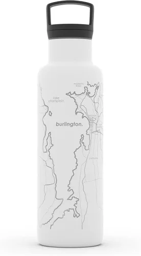 Vista 170 de Well Told Botella de agua aislada con mapa de Washington DC grabado, botella de acero inoxidable grabada (21 onzas, blanco) botella aislada de mapa