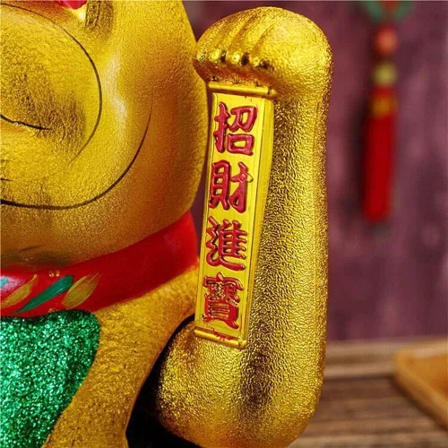 Vista 6 de Suerte Gato Gato Gato Brazo Gato 9 Pulgadas Oro Negocio está en auge Gato de la Suerte Chino Feng Shui Deoración Gato Cerámica Maneki Neko Lucky
