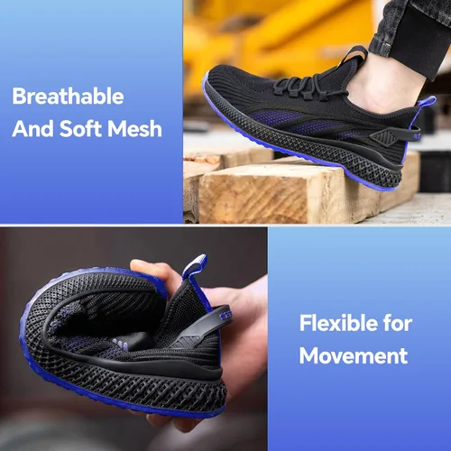 Vista 3 de SPIEZ Unisex Safety Shoes with Composite Toe Cap, Puncture Proof Lightweight Work Shoes for Men and Women, Slip on Fashion Sneakers for Work and