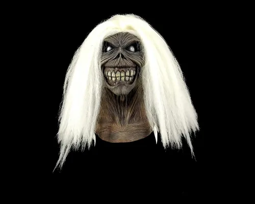 Vista 4 de Loftus Trick Or Treat Studios Iron Maiden Killers Máscara de cabeza completa, gris, blanco, talla única