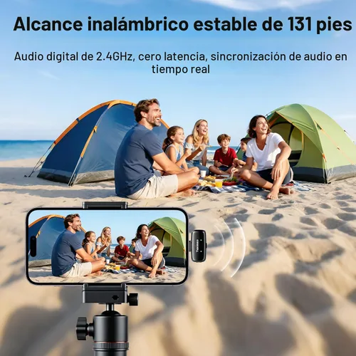 Vista 8 de Mini micrófono inalámbrico Lavalier para iPhone, iPad, Android, reducción de ruido y silencio, funda de carga de 33 horas, cambiador de voz AI
