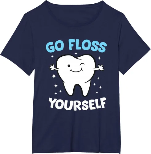Vista 22 de Camiseta higienista dental, asistente dental, Go Floss Yourself dentista, Negro, S