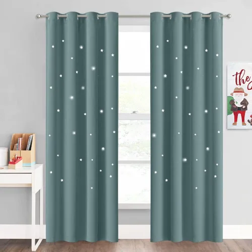 Vista 52 de NICETOWN - Cortinas de oscurecimiento de habitación con estrellas en rosa bebé, de 45 pulgadas de largo para dormitorio de niñas, cortinas
