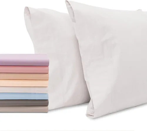 Vista 23 de Superity Linen Pillow Cases Queen Size - Open Enclosure - 2 Pack - 100% Soft and Comfortable Premium Cotton - Beige