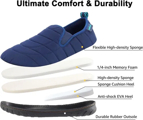 Vista 4 de Pantuflas para hombre de espuma viscoelástica para exteriores, zapatos de casa para interiores