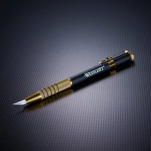 Vista 7 de Westcott 17314 Cuchillo retráctil estilo bolígrafo CarboTitanium Bonded, color dorado