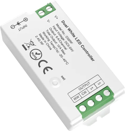 Vista 12 de CCT Dual RF blanco remoto RC02RFB, control de grupo de 4 zonas para 5050SMD COB CCT (+ CW WW) 3pin temperatura de color sintonizable DC5V DC12V