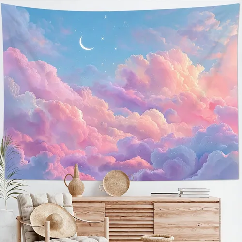 Vista 7 de HVEST Tapiz de lobo, tapiz de bosque psicodélico, tapiz para colgar en la pared, tapices de luna, animales salvajes, decoración de habitación, manta