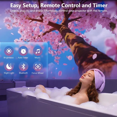 Vista 6 de Rossetta Proyector 3D, proyector de galaxia 3D HD de 60 temas con altavoz Bluetooth y control remoto, temporizador 1H/2H, luz nocturna