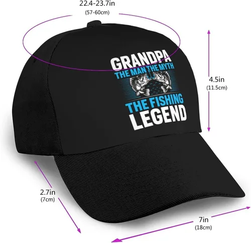 Vista 5 de KOSPOGO Grandpa The Man The Myth The Fishing Legend Baseball Cap for Men Women Baseball Hat Outdoor Casual Breathable Caps Adjustable Trucker Hat
