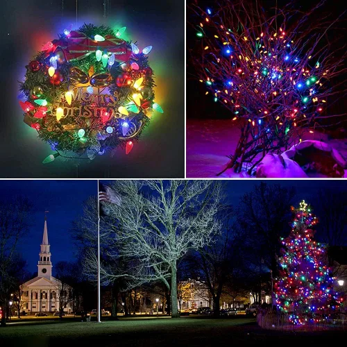 Vista 7 de Paquete de 50 bombillas LED C9 multicolor de repuesto para luces de Navidad, inastillables e impermeables, bombillas LED C9 de plástico para cadenas