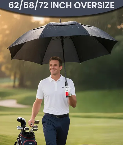 Vista 2 de SIEPASA Paraguas de golf grande de 62/68/72 pulgadas, paraguas de golf de apertura automática, extra grande, doble toldo ventilado, resistente al