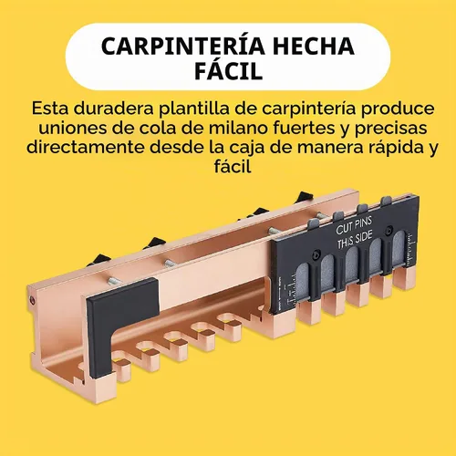 Vista 4 de General Tools Plantilla de cola de milano para carpintería, kit de plantillas de 12 pulgadas para muebles y gabinetes de madera, dorado